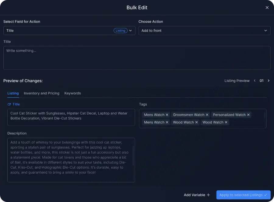 Generate & Edit Listing Data in Bulk